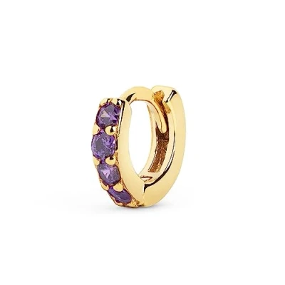 Abbildung von SINGULARU Einzelner Creolen Ohrring Cleo S Lavande. Sterlingsilber mit 18 kt Goldbeschichtung. Schmuck für Damen