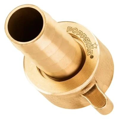 Abbildung von Poppstar Schlauchverbinder 1/2 Zoll Messing (inkl. Überwurfmutter mit Flachdichtung) Schlauchverschraubung 1/2“ Innengewinde auf Schlauchtülle (12,7mm)