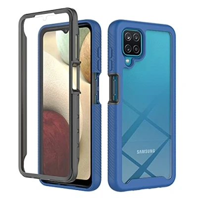 Abbildung von XINNI Hülle für Samsung Galaxy A12(M12), 360 Grad Stoßfeste Schutzhülle mit Integriertem Bildschirmschutz, Robuster Bumper Outdoor Full Body Case, Dunkelblau