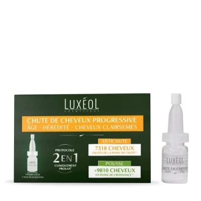 Abbildung von LUXÉOL Progressiver Haarausfall 2 in 1 fördert das Wachstum &amp; verringert den verdichtet Haar Programm für Monat 14 Flaschen à 6 ml
