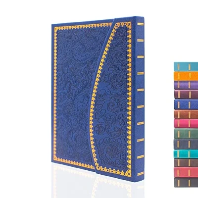 Abbildung von VICTORIA&#039;S JOURNALS Magnet Tagebuch, geschnitztes Vintage Notizbuch aus Kunstleder, Hardcover, pers?nliches linierte Seiten, Lesezeichen, 20,3 x 14,4 cm