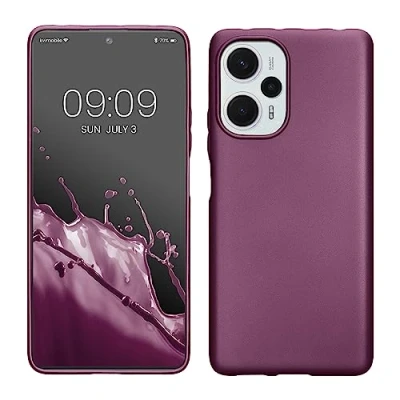 Abbildung von kwmobile Case kompatibel mit Xiaomi Poco F5 5G Hülle Schutzhülle aus Silikon metallisch schimmernd Handyhülle Metallic Lavendel