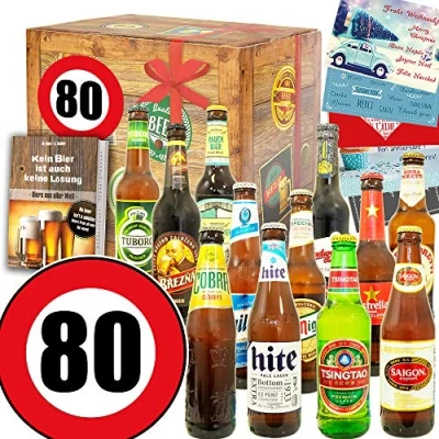 Abbildung von Geschenke Mann zum 80. 80 Geburtstag Frau lustig 12x Bier Welt