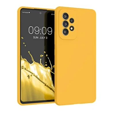 Abbildung von kwmobile Hülle kompatibel mit Samsung Galaxy A53 5G Silikon Handy Case Handyhülle weiche Oberfläche kabelloses Laden Mango
