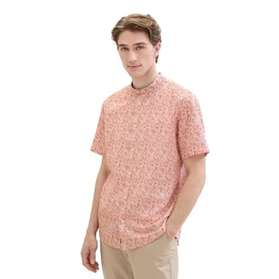 Abbildung von TOM TAILOR Kurzarmshirt Kurzarmhemd mit Stehkragen und Print Gerade