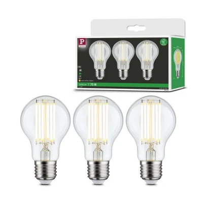 Abbildung von Paulmann 292.20 Eco Line Filament 230V LED Birne 3er Pack E27 5W Glas Klar H:10.6cm Ø6cm 3000K