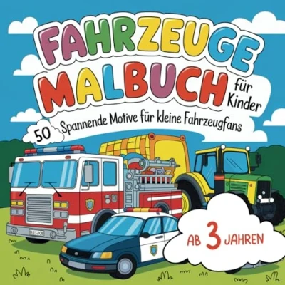 Abbildung von Fahrzeuge Malbuch für Kinder: 50 spannende Motive kleine Fahrzeugfans ab 3 Jahren Stundenlange kreative Beschäftigung
