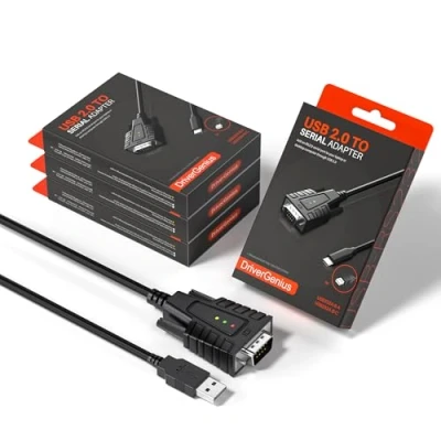 Abbildung von DriverGenius USB2.0 auf Seriell RS232 Kabel DB9 Adapter mit 3 x LEDs 1m, Windows 11 &amp; macOS 15.1.1 (4 Stück / 1 Packung)