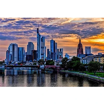 Abbildung von HMTTKPRO 5D Custom Diamond Painting DIY Frankfurt Wolkenkratzer Skyline Malerei Kreuzstich Vollbohrer Kristall Für Home Wall Decor Geschenk 30x40 cm