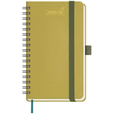 Abbildung von BEZEND 18 Monate Taschenkalender 2025 2026 klein (Juli 25 Dez 26), Kalender 25/26 Wochenplaner A6 1 Woche 2 Seiten mit Spalten, Terminplaner Ringbuch PU Leder Softcover, Senf
