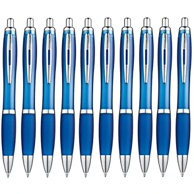 Abbildung von Libetui 10er Pack ergonomische Kugelschreiber Blau blauschreibend rutschfeste Griffzone Großraumine Blaue Kulis Haushalt Büro Praxis Schule Kuli