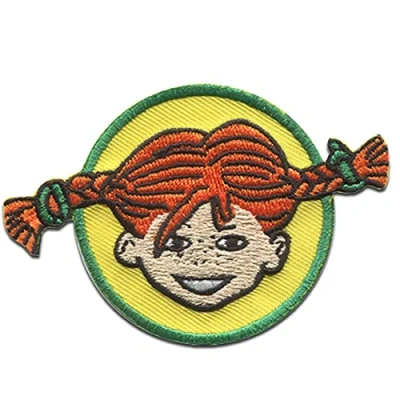Abbildung von Pippi Langstrumpf Aufnäher Bügelbild, Aufbügler, Applikationen, Patches, Flicken, zum aufbügeln, Polyester, Kopf Zopf  Größe: 8 x 5,4 cm
