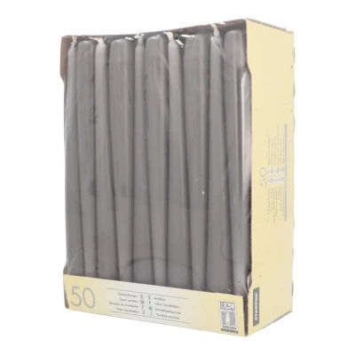 Abbildung von PAPSTAR GmbH Tafelkerze 50 Leuchterkerzen Tafelkerzen Ø22mm L25cm grau