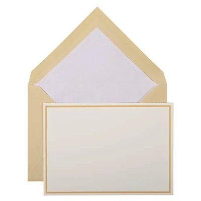 Abbildung von G.Lalo Lalo 32606L Karten Set Vergé de France (25% Hadern mit 10 Papier 300 g, 107 x 152 mm, Farbrand champagner, Umschläge, weiß gefüttert, 114 162 1 Pack)