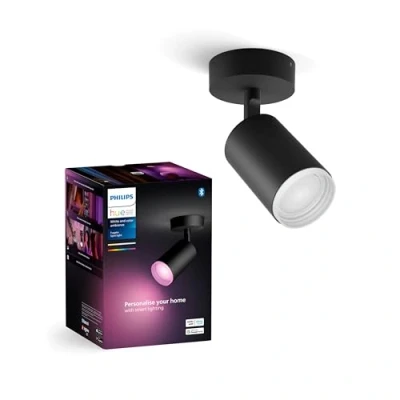 Abbildung von Philips Hue White &amp; Color Ambiance Fugato Spot 1 flg. Schwarz 1x350lm, dimmbar, 16 Mio. Farben, steuerbar via App, kompatibel mit Amazon Alexa (Echo, Echo Dot)
