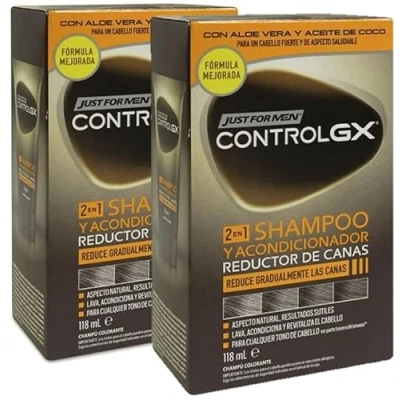Abbildung von Just for men Control GX, Grey Reducing 2 in 1 Shampoo &amp; Conditioner für graues Haar, neue verbesserte Formel alle Farbtöne, 118 ml 2er Pack