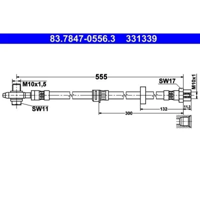 Abbildung von ATE 83.7847 0556.3 Bremsschläuche 555 M10x1 VOLKSWAGEN: Sharan II, SEAT: Alhambra II