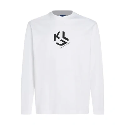 Abbildung von KARL LAGERFELD JEANS, Herren, Regular Monogramm Langarm T Shirt, Weiss, 2Xtra Gross