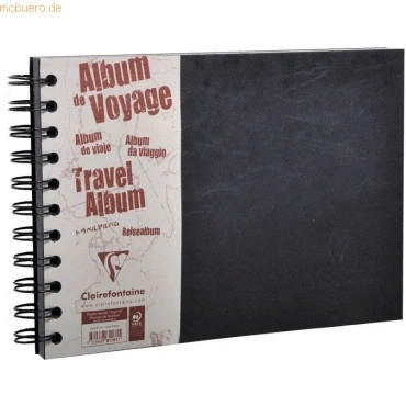 Abbildung von Clairefontaine 781161C Reisealbum (DIN A5, 14,8 x 21 cm quer Age Bag liniert, 40 Blatt) schwarz