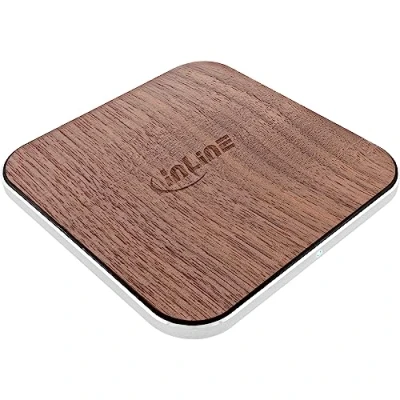 Abbildung von InLine® Qi woodcharge, Wireless Fast Charger, Smartphone kabellos Laden, 5/7,5/10W/15W, Typ C