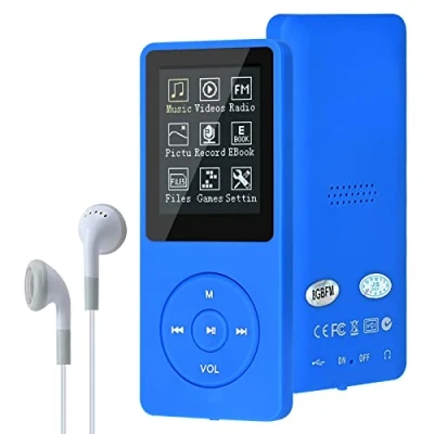 Abbildung von MP3 Player, MP3/MP4 digitaler Musik Lychee Upgrade, 8 GB, tragbarer HiFi Sound, Player mit Musik/Video/Sprachaufnahme/FM Radio/E Book Reader, unterstützt bis zu 64 GB (blau)