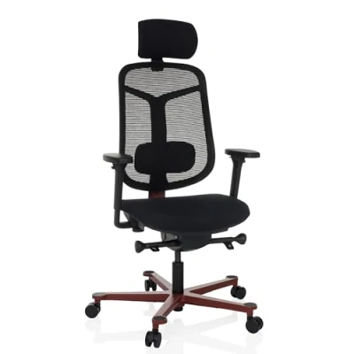 Abbildung von hjh OFFICE Ergonomischer Bürostuhl Bicolore HIGH Drehstuhl mit Verstellbarer Lordosenstütze, Sitz neigbar und tiefenverstellbar, Schwarz/Rot
