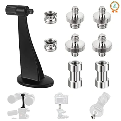 Abbildung von 9 Stück Fernglas Stativ Adapter 1/4&quot; Metall Teleskop Stativadapter, auf 3/8&quot; Gewindeschraube Kamera Schrauben für Einbeinstativ