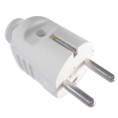 Abbildung von Bachmann Schutzkontaktstecker Stromadapter Schutzkontakt, CEE 7/7, Typ E/F, 0 cm, zentral weiß bruchfest montierbar