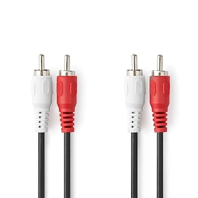 Abbildung von NEDIS Stereo Audiokabel 2x RCA Stecker Vernickelt 1.50 m rund Schwarz Plastikbeutel