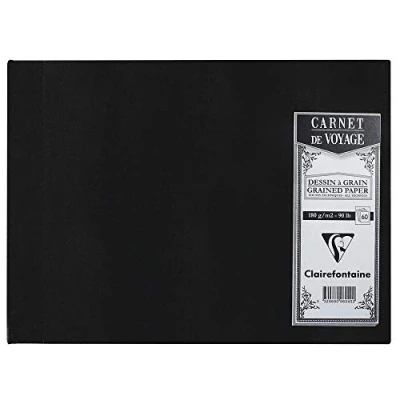 Abbildung von Clairefontaine 96040C Reisealbum (mit Leinenbindung, Aquarellpapier, 180 g, gekörnt, DIN A5, 14,8 x 21 cm, 60 Blatt, ideal für Reisen, robust und elegant) schwarz