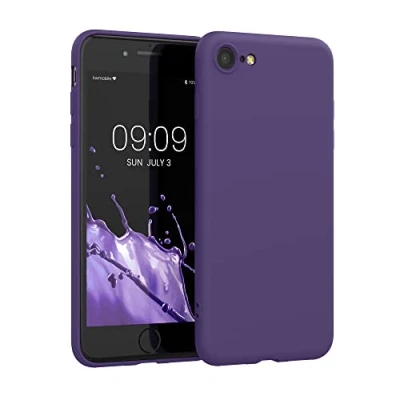 Abbildung von kwmobile Hülle kompatibel mit Apple iPhone SE (2022) / (2020) 8 7 gummierte TPU Silikon Handyhülle Schutzhülle für kabelloses Laden Case in Hyacinth Purple