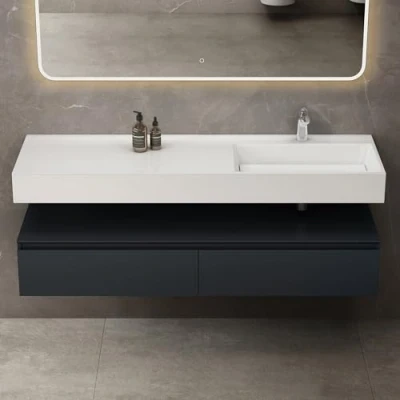 Abbildung von Mai &amp; Badmöbel Set Waschtischunterschrank, Waschtisch mit Unterschrank, Badezimmerschrank Waschbecken, Waschbeckenunterschrank Soft Close Schubladen inkl. Mineralguss Waschbecken Up