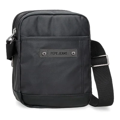Abbildung von Pepe Jeans Hatfield Umhängetasche mit zwei Fächern, Schwarz, 17 x 22 7,5 cm, Polyester, Talla única, Fächern