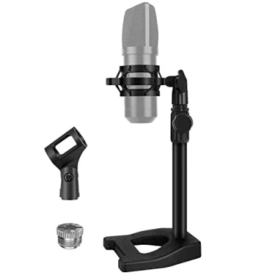 Abbildung von InnoGear Schreibtisch Mikrofonständer, Schreibtischtisch mit beschwerter Basis, Schockhalterung, Mikrofon Clip, 0,95 cm auf 1,6 Adapter, verstellbare Höhe für Hyper X QuadCast