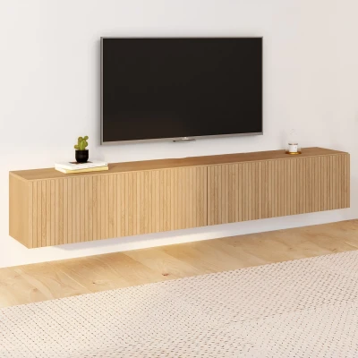 Abbildung von Meuble TV 180 cm suspendu JULIETTE effet lattes IDMarket
