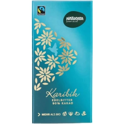 Abbildung von Naturata Bio Edelbitter Schokolade 90% Kakao 100g Tafel Fairtrade Karibischer Vegan Ohne Zuckerzusatz Hergestellt in der Schweiz