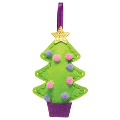 Abbildung von Baker Ross FE913 Weihnachtsbaum Nähset für Kinder 3er Pack, Bastelset zum Nähen Kinder, Weihnachtsbastelsets, Bastelideen Weihnachten, Weihnachtsgeschenke