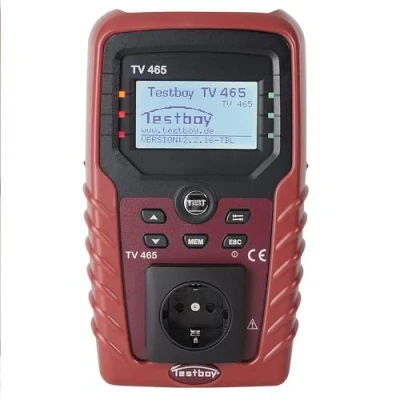 Abbildung von Testboy TV 465 PRO Plus Gerätetester nach DIN VDE 0701 0702 (netzunabhängig, menügesteuerte Hilfefunktion, inklusive Speichererweiterung und Software zu Protokollierung ZVEH), Rot/Schwarz