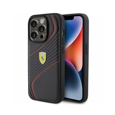 Abbildung von Ferrari FEHCP15LPTWK Hülle für iPhone 15 Pro 6.1&quot; Schwarz hardcase Twist Metal Logo