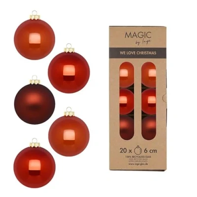 Abbildung von MAGIC by Inge Weihnachtsbaumkugel, Weihnachtskugeln Glas 6cm 20 Stück Warm Terracotta