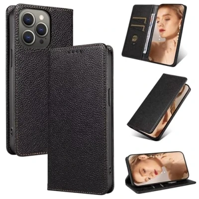 Abbildung von Beajew Handyhülle für Xiaomi Poco X3/Poco X3 NFC/Poco Pro Hülle, Premium Leder Klapphülle [RFID Kartenschlitzen][Magnetverschluss][Standfunktion] kompatibel mit Pro, Schwarz