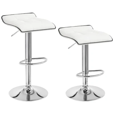 Abbildung von WOLTU BH28ws 2 2X Barhocker 2er Set Barstuhl Tresenhocker, aus hochwertigem Kunstleder, verchromter Stahl, Antirutschgummi,gut gepolsterte Sitzfläche, Weiss