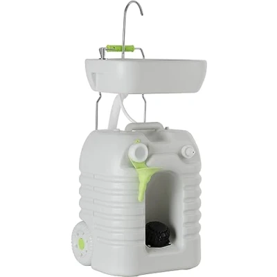 Abbildung von Stagecaptain Waschbecken PSW 45 Quixie Portables (mit Liter Wassertank, 1 St., inkl. Spender für Flüssigseife/Desinfektionsmittel), mit mechanischer Wasserpumpe und höhenverstellbarer Waschtisch