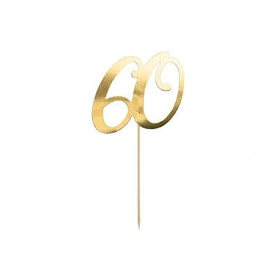 Abbildung von partydeco Tortenstecker, Cake Topper &quot;60&quot; gold 21cm