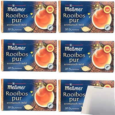 Abbildung von Meßmer Rooibostee pur aromatisch mild 20 Teebeutel 6er Pack (6x40g Packung)+ usy Block