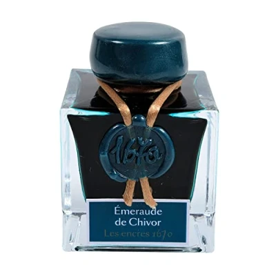 Abbildung von Herbin ink 1670 series 50ml Èmaraude de Chivor mit g d glitter