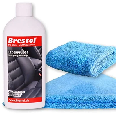 Abbildung von Brestol LEDERPFLEGE Set1 (500 ml + Zubehör) Lederpflegelotion Lederreiniger Lederschutz Ledersitze Autositze Auto Leder Glattleder
