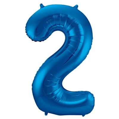 Abbildung von Folienballon Zahl 2 Matt Blau 86 cm