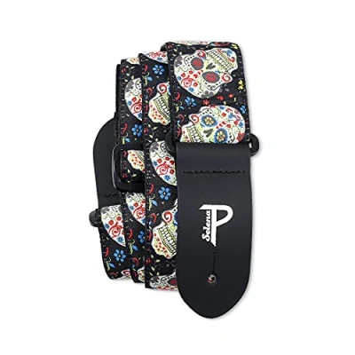 Abbildung von Perri&#039;s Leathers Ltd. Gitarrengurt Nylon Jacquard The Hope Collection Sugar Skulls Einstellbar Für Akustik /Bass /Elektrogitarren Hergestellt in Kanada (TWS 6802)