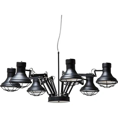 Abbildung von Kare Design Hängeleuchte Spider Multi 6er, grosse, verstellbare Pendelleuchte, rustikale Esszimmerlampen, Hängelampen, Schwarz (H/B/T) 60x110x110cm